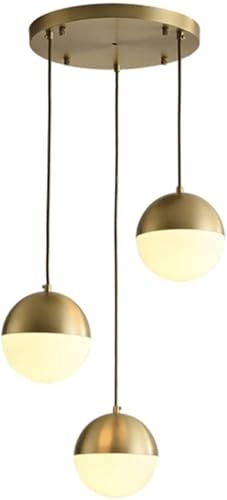 HLRTBCN Kronleuchter aus Messing Moderner Kronleuchter Pendelleuchte aus Opalglas, Pendelleuchte aus Opalglas der Mitte des Jahrhunderts, Tropfenlampe aus Messing inkl von HLRTBCN