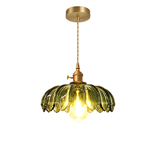 HLRTBCN Messing Kronleuchter Modern Kronleuchter Vintage Messing Glas Pendelleuchte Landhaus Glas Lotus Industrie Kronleuchter Vintage Hänger Licht Einstellbare Deckenleuchten von HLRTBCN