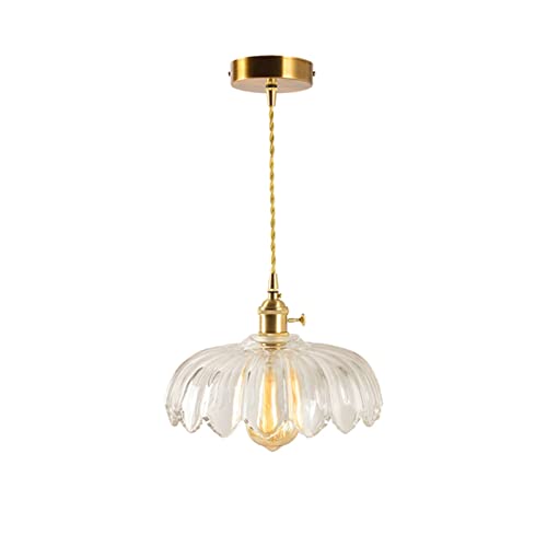 HLRTBCN Messing Kronleuchter Modern Kronleuchter Vintage Messing Glas Pendelleuchte Landhaus Glas Lotus Industrie Kronleuchter Vintage Hänger Licht Einstellbare Deckenleuchten von HLRTBCN