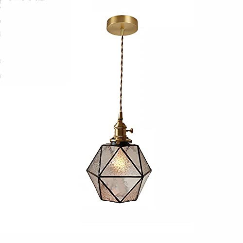 HLRTBCN Moderne Glas-Kronleuchter aus Messing, Kücheninsel, Mosaik-Deckenleuchte, handgefertigt, Esszimmerleuchten, Mini-Kronleuchter aus Messing, E27 Aqiong von HLRTBCN