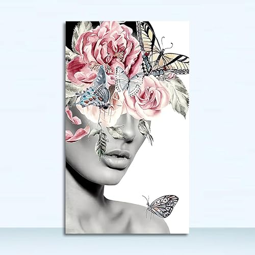 HLSHOE Abstrakte Mädchen Blume Figur Wandkunst Leinwand Malerei Nordic Poster und Druck Wandbilder for Wohnzimmer Wohnkultur kein Rahmen (Color : B, Size : 40x70cm No Frame) von HLSHOE