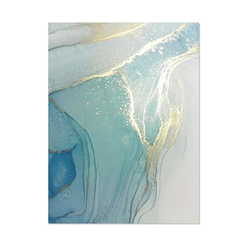 HLSHOE Abstrakte Marmor Türkis Gold Flüssigkeit Poster Moderne Wand Kunst Leinwand Malerei Drucke Bilder Wohnzimmer Innen Wohnkultur (Color : B, Size : 30x40 cm no Frame) von HLSHOE