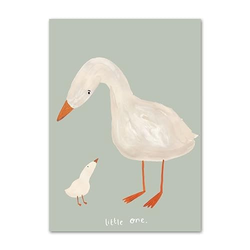 HLSHOE Cartoon Bär Gans Baby Maus Vogel Eichel Wandkunst Leinwand Malerei Nordic Retro Poster und Drucke Wandbilder Kinderzimmer Dekor (Color : 2, Size : 40X50cm No Framed) von HLSHOE