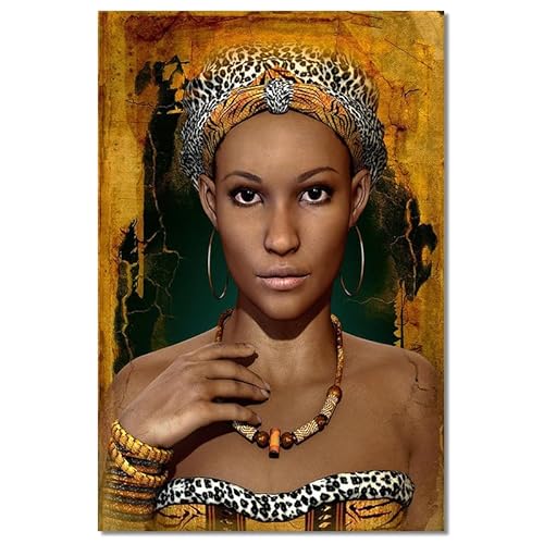 HLSHOE Moderne Schwarze afrikanische Frauen Ölgemälde auf Leinwand Poster und Drucke skandinavische Wandkunst Bild für Wohnzimmer Dekor (Color : A81, Size : 60x90cm no Frame) von HLSHOE