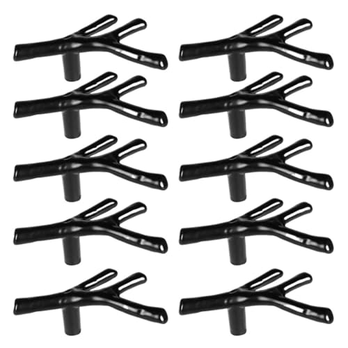 HLXDZ KnöPfe FüR SchräNke 10 Stück Baumzweig-Kommodengriffe, Moderne Schrankgriffe, Blatt-Schubladengriffe, Einzel-/Doppelloch-Mittelmöbel-Schubladenknöpfe Bequemer Griff(Single Hole Black) von HLXDZ