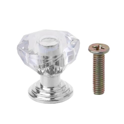HLXDZ KnöPfe FüR SchräNke 10 Stück Diamantform Kristallglas Schrankknopf Schubladengriff for Schmuckschatulle Bequemer Griff(Silver) von HLXDZ