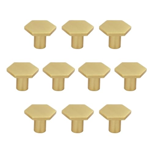 HLXDZ KnöPfe FüR SchräNke 10 Stück Gold Kupfer Schrankknöpfe Türgriffe Kommode Schublade Sechseck Kleiderschrank Einfache Installation Wohnkultur Griffe Küche Bequemer Griff(30X21) von HLXDZ