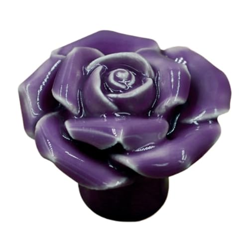 HLXDZ KnöPfe FüR SchräNke 10 Stück Keramik Vintage Floral Rose Blume Türgriffe Griff Ländliche Schublade Küche Mode Möbelgriffe Hardware Bequemer Griff(Purple-10pcs) von HLXDZ