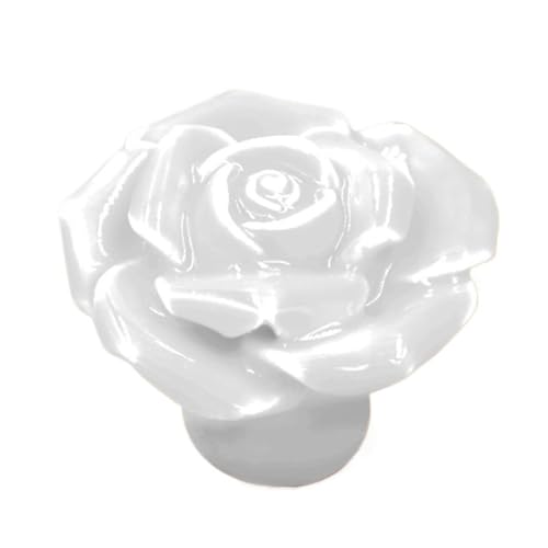 HLXDZ KnöPfe FüR SchräNke 10 Stück Keramik Vintage Floral Rose Blume Türgriffe Griff Ländliche Schublade Küche Mode Möbelgriffe Hardware Bequemer Griff(White -10pcs) von HLXDZ