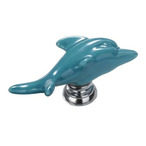 HLXDZ KnöPfe FüR SchräNke 10 Stück Keramikknopf In Delfinform Mit Schraube, Möbelgriff, Kleiderschrank, Türgriff, Schublade, Küche, Schrank, Heimdekoration, 61 Mm Bequemer Griff(Blue*10) von HLXDZ