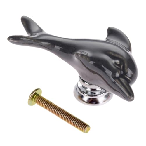 HLXDZ KnöPfe FüR SchräNke 10 Stück Keramikknopf In Delfinform Mit Schraube, Möbelgriff, Kleiderschrank, Türgriff, Schublade, Küche, Schrank, Heimdekoration, 61 Mm Bequemer Griff(Gray*10) von HLXDZ
