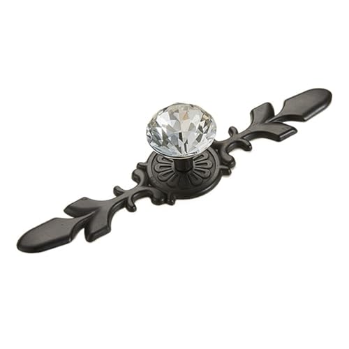 HLXDZ KnöPfe FüR SchräNke 10 Stück Luxus-Diamant-Kristall-Schrankgriffe for Kleiderschrank, Schuhkarton, Schranktür, Schublade, Knöpfe, Möbelzieher Bequemer Griff(Black Length 170mm) von HLXDZ