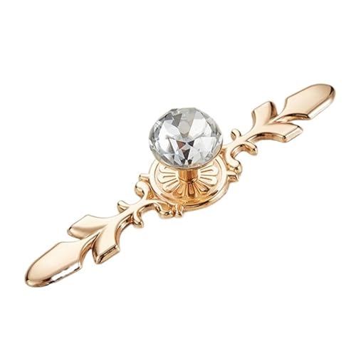 HLXDZ KnöPfe FüR SchräNke 10 Stück Luxus-Diamant-Kristall-Schrankgriffe for Kleiderschrank, Schuhkarton, Schranktür, Schublade, Knöpfe, Möbelzieher Bequemer Griff(Gold Length 121mm) von HLXDZ