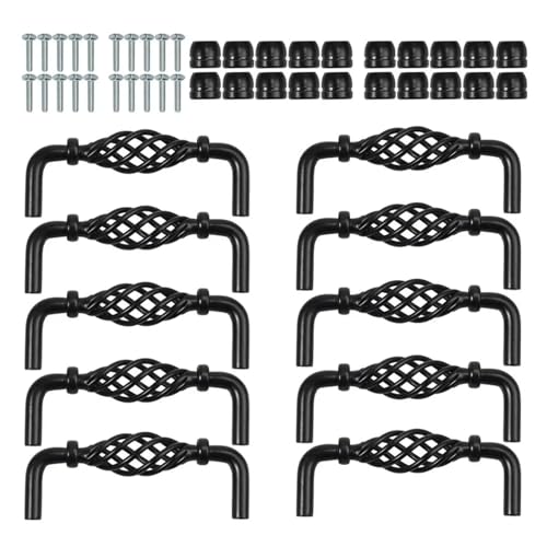 HLXDZ KnöPfe FüR SchräNke 10 Stück Mattschwarzer Vogelkäfig-Twist-Spiral-Schubladengriff, Bequemer Griff for Schubladenschrank, Schranktür Bequemer Griff von HLXDZ