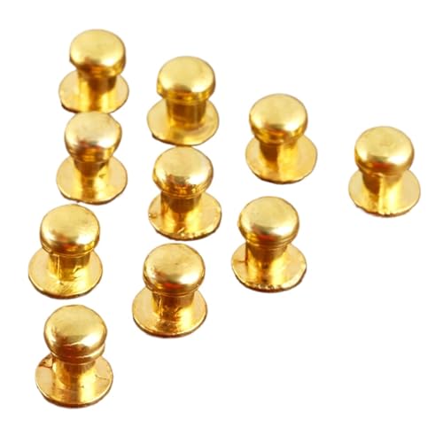 HLXDZ KnöPfe FüR SchräNke 10 Stück Mini-Knauf, Kleiner Knopfgriff, 7 Mm X 10 Mm, Antik-Bronze/Silber/Gold, Schmuck, Holzkiste, Schublade, Schrank, Dekor Mit Schrauben Bequemer Griff(Golden) von HLXDZ