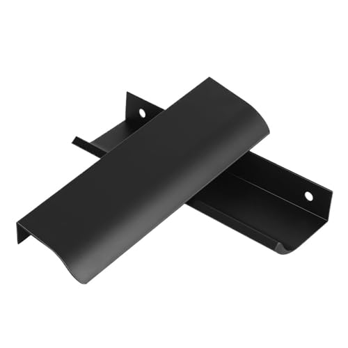 HLXDZ KnöPfe FüR SchräNke 10 Stück Moderne Fingerkantengriffe, Aluminium-Laschengriffe, Silberfarbene, Verdeckte Finger-Schubladengriffe Bequemer Griff(Black 120mm) von HLXDZ