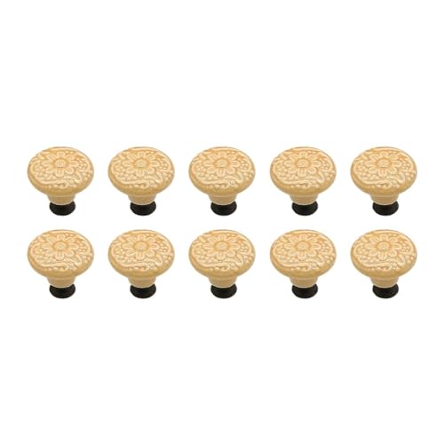 HLXDZ KnöPfe FüR SchräNke 10 Stück Möbelbeschläge Im Vintage-Stil for Zuhause, Relief-Design, Schrankgriffe, Schubladenknöpfe, Antike Türgriffe Aus Keramik, Schrank Bequemer Griff(Yellow) von HLXDZ