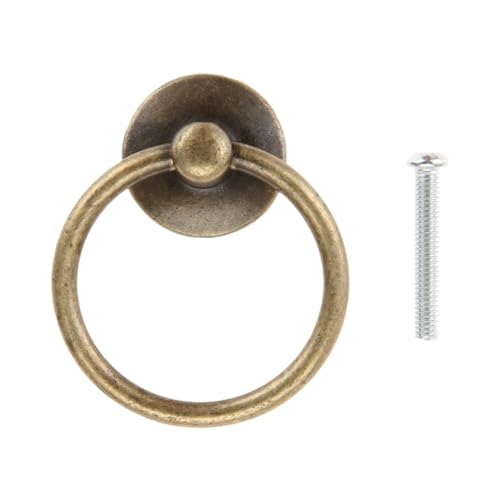 HLXDZ KnöPfe FüR SchräNke 10 Stück Ringknäufe, Einloch-Metallgriff Mit Schraube, Antik, Einfach Zu Ziehen, for Küchenmöbel, Schubladen, Schränke Bequemer Griff(Antique Bronze x 10) von HLXDZ