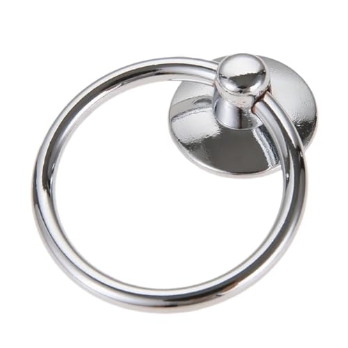 HLXDZ KnöPfe FüR SchräNke 10 Stück Ringknäufe, Einloch-Metallgriff Mit Schraube, Antik, Einfach Zu Ziehen, for Küchenmöbel, Schubladen, Schränke Bequemer Griff(Chrome x 10) von HLXDZ