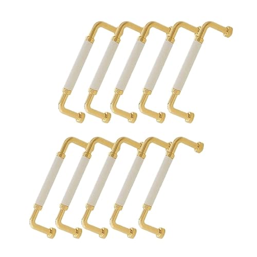 HLXDZ KnöPfe FüR SchräNke 10 Stück Schrankgriffe Aus Weißem Leder, Metall, Schubladenknöpfe for Küchenschränke, Schlafzimmer, Möbel, Türen (mit Schrauben) Bequemer Griff von HLXDZ