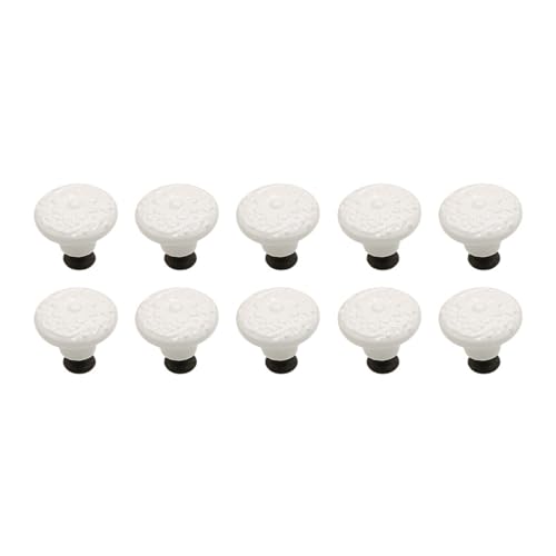 HLXDZ KnöPfe FüR SchräNke 10 Stück Schubladenknöpfe Badezimmer Küche for Zuhause Schrankgriffe Relief Design Schrank Möbel Hardware Tür Vintage Griffe Bequemer Griff(White) von HLXDZ