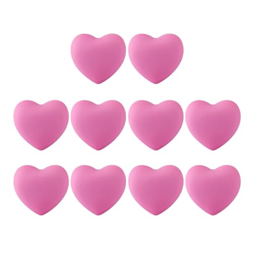 HLXDZ KnöPfe FüR SchräNke 10 Stück Weiche Gummi-Karikatur-Herzform-Schubladenknöpfe, Möbelgriffe, Schrank, Kleiderschrank, Kreativer Ziehgriff Bequemer Griff(Pink) von HLXDZ