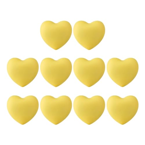 HLXDZ KnöPfe FüR SchräNke 10 Stück Weiche Gummi-Karikatur-Herzform-Schubladenknöpfe, Möbelgriffe, Schrank, Kleiderschrank, Kreativer Ziehgriff Bequemer Griff(Yellow) von HLXDZ
