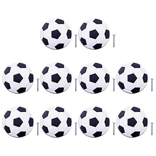 HLXDZ KnöPfe FüR SchräNke 10 Stücke Cartoon Weiche Gummi Anti-Kollision Fußball Tür Knopf Möbel Griff Schublade Schrank Küche Pull Griff for Mädchen Zimmer Bequemer Griff(Black) von HLXDZ