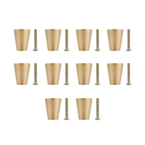 HLXDZ KnöPfe FüR SchräNke 10PCS Messing Schubladengriffe Gold Schrankknöpfe for Schränke Schminktisch Möbeltür (mit Schrauben) Bequemer Griff von HLXDZ
