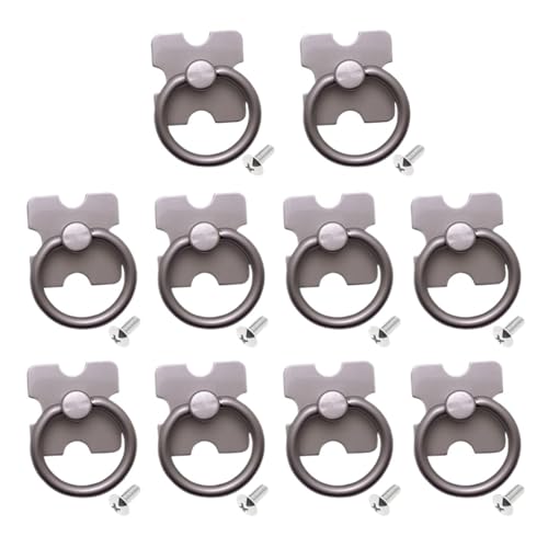 HLXDZ KnöPfe FüR SchräNke 2/4/10 Stücke Retro Zink-Legierung Küche Schublade Schrank Türgriff Möbel Knöpfe Hardware Schrank Antike Pull Griffe Tür Ringe Bequemer Griff(10pc Silver) von HLXDZ