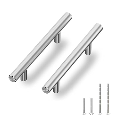 HLXDZ KnöPfe FüR SchräNke 20 Stück Schrankgriffe Aus Edelstahl for Küchenschränke, Möbelgriffe, Schubladenbeschläge, T-Griffe Bequemer Griff(20PCS Silver 128mm) von HLXDZ