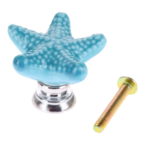 HLXDZ KnöPfe FüR SchräNke 7/10 PC-Seestern-Keramik-Schubladenknöpfe, Schrankgriffe, Küchenschrankgriffe, Dekorativer Möbelknopf Bequemer Griff(Blue*10) von HLXDZ
