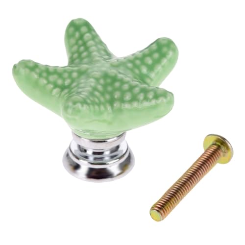 HLXDZ KnöPfe FüR SchräNke 7/10 PC-Seestern-Keramik-Schubladenknöpfe, Schrankgriffe, Küchenschrankgriffe, Dekorativer Möbelknopf Bequemer Griff(Green*10) von HLXDZ