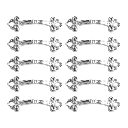 HLXDZ KnöPfe FüR SchräNke Griff Kleiner Griff 10PCS 48 * 14mm Zubehör Antike Schublade Schmuckschatulle Verpackung Praktisch Bequemer Griff(Silver) von HLXDZ