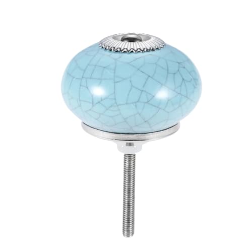 HLXDZ KnöPfe FüR SchräNke Rissiger Keramikknauf, Bemalter Griff, Schrankkugel, Runder Griff, Schrank, Shabby-Dekor, Retro-Küche, Weiß/rosa/blau/beige, Schraube 43 Mm Bequemer Griff(Blue*10) von HLXDZ