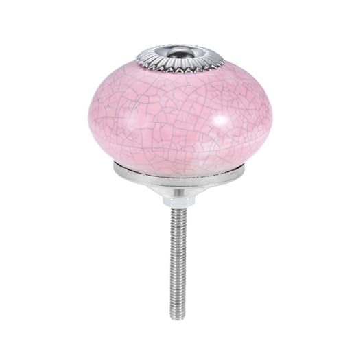 HLXDZ KnöPfe FüR SchräNke Rissiger Keramikknauf, Bemalter Griff, Schrankkugel, Runder Griff, Schrank, Shabby-Dekor, Retro-Küche, Weiß/rosa/blau/beige, Schraube 43 Mm Bequemer Griff(Pink*10) von HLXDZ