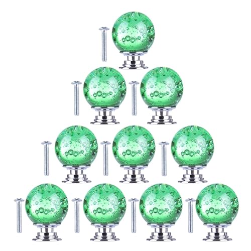 KnöPfe FüR SchräNke 10Pcs Kristall Blase Ball Griff Kreative Türklinke for Schrank Schublade Schrank Tür Hause Möbel Hardware Zubehör Bequemer Griff(Green) von HLXDZ
