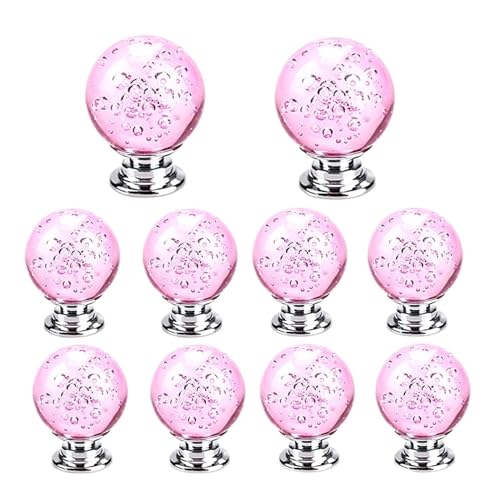 KnöPfe FüR SchräNke 10Pcs Kristall Blase Ball Griff Kreative Türklinke for Schrank Schublade Schrank Tür Hause Möbel Hardware Zubehör Bequemer Griff(Pink) von HLXDZ