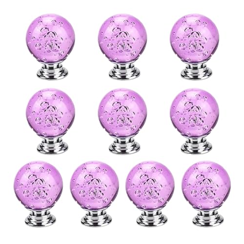 KnöPfe FüR SchräNke 10Pcs Kristall Blase Ball Griff Kreative Türklinke for Schrank Schublade Schrank Tür Hause Möbel Hardware Zubehör Bequemer Griff(Purple) von HLXDZ