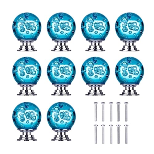 KnöPfe FüR SchräNke 10Pcs Kristall Blase Ball Griff Kreative Türklinke for Schrank Schublade Schrank Tür Hause Möbel Hardware Zubehör Bequemer Griff(Sky Blue) von HLXDZ