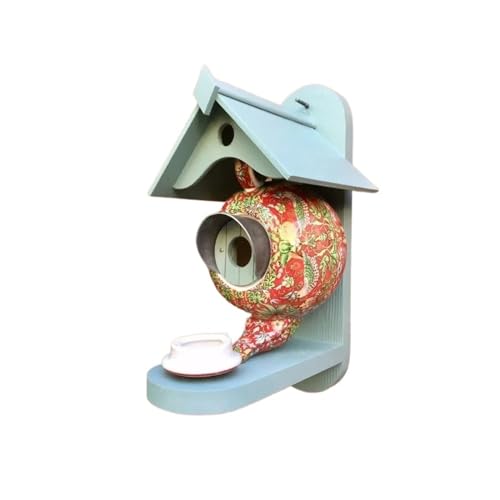Kolibri-Futterautomat Vogelhaus-Futterspender, Teekanne, Vogelhäuschen, Hängende Kolibri-Futterspender, Wildvogel-Futterspender, Holz, Keramik, Kunstharz, Vogelhaus, Hofdekoration Einfache Installatio von HLXDZ