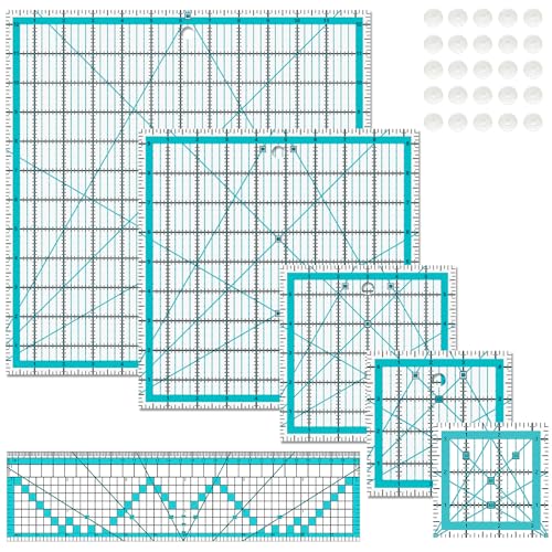 Quilt-Lineal, Nählineal (7,1 x 30,5 cm, 8,9 cm, 11,4 cm, 15,2 cm, 24,1 cm, 31,8 cm), Acryl-Lineal zum Schneiden von Stoff, Lineale zum Quilten und Nähen, rutschfeste Quilt-Lineale, Nähzubehör von HLZC