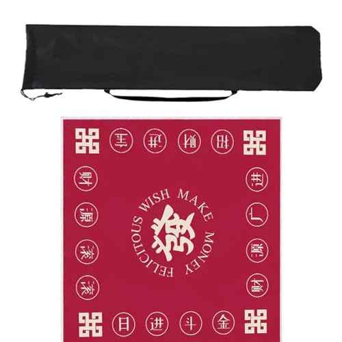 HLZLPYFC Mahjong mat Mahjong-Matte mit Aufbewahrungstasche, Faltbare Mahjong-Tischmatte mit Rand, Kristall-Samtstoff(Color:Style 3,Size:27.5in) von HLZLPYFC
