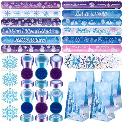HLenyoy 148 Stück Schneeflocke Mitgebsel Kindergeburtstag Winter Schneeflocke Aufkleber Gastgeschenke mit Schneeflocke Geschenktüten Mitbringsel Party Geburtstag Geschenk Mädchen von HLenyoy