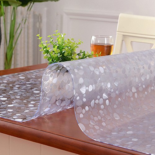 HM&DX Gefrostet Transparent Tischdecken Wasserdicht PVC Tabelle beschützer Abwaschbar Weiches Durchsichtige Tisch Decken Tuch Abdeckung für Kaffee, wohnküche-Kieselstein 80x120cm(31x47inch) von HM&DX