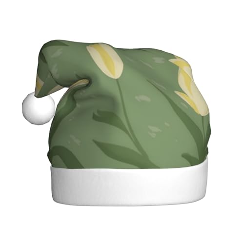 Blumen und Pflanzen Weihnachtsmütze, Weihnachtsmannmützen für Erwachsene, Samt, Komforthut für Neujahr, festliche Party von HMBGFW