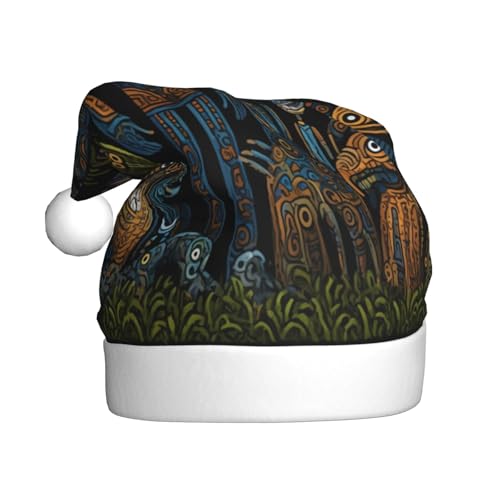 Brasilianische Amazonas-Indianer Weihnachtsmütze, Weihnachtsmannmützen für Erwachsene, Samt-Komfort-Mütze für Neujahr, festliche Party von HMBGFW