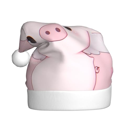 Ferkel mit Flügeln, Weihnachtsmütze, Weihnachtsmannmützen für Erwachsene, Samt, bequem, für Neujahr, festliche Party von HMBGFW