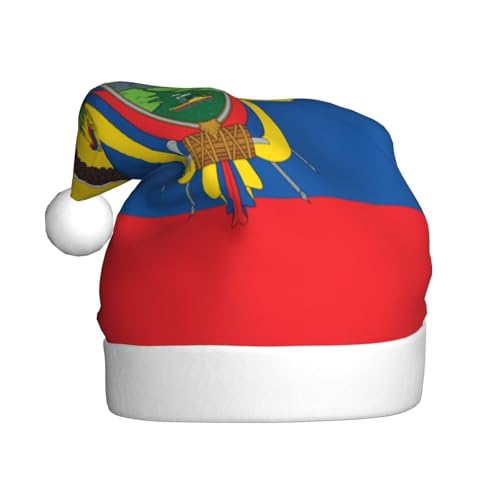 Flagge von Ecuador Weihnachtsmütze, Weihnachtsmannmützen für Erwachsene, Samt, Komfortmütze für Neujahr, festliche Party von HMBGFW