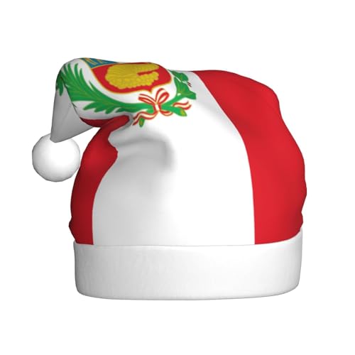 Flagge von Peru, Weihnachtsmütze, Weihnachtsmannmützen für Erwachsene, Samt, bequem, für Neujahr, festliche Party von HMBGFW